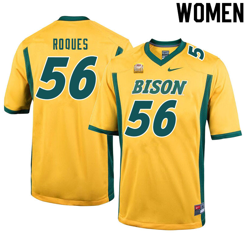 Women #56 Loshiaka Roques North Dakota State Bison College Football Jerseys Sale-Yellow - Click Image to Close